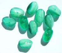 10 18x12x9mm Emerald & White Potato Nugget Beads